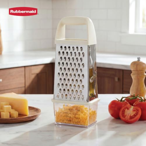 Rubbermaid EZ Grip Box Grater, Stainless Steel Cheese Grater & Container - BPA Free Multi-Surface Cheese Shredder & Food Grater Coconut Milk | Graters for Kitchen -Non-Slip Base, Dishwasher Safe - image 6
