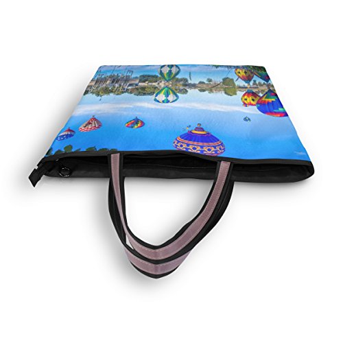 Women's Handbag Microfiber Large Tote Shoulder Bag, Hot Air Balloon Pattern4