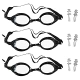 3 Gafas De Natación Con 3 Pares De Tapones Para Los Oídos, Gafas De Natación Impermeables Y Antivaho Para Hombres Y Mujeres (Negro)