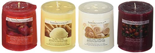 Luminessence Assorted Scented Pillar Candles, 4 Pillar Candles - Vanilla - Black Cherry - Apple Cinnamon - Fresh Linen