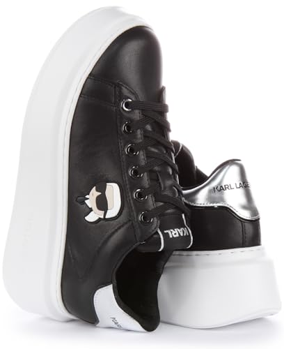 KARL LAGERFELD Anakapri Nft Lo Women's Karl Lace Platform Low Cut Trainers (Black Silver, US 8)4