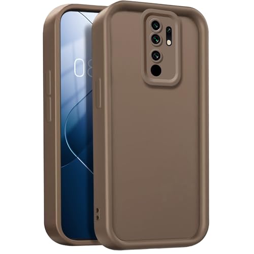 GOGME Funda para Xiaomi Redmi 9, Funda Protectora Completa de Silicona TPU Suave, Carcasa Antipolvo Prueba de Choques - Marrón