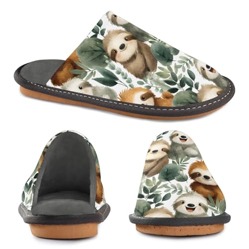 House Slippers Anime Sloth Print Indoor Outdoor Unisex Rubber Sole Memory Foam 4-52