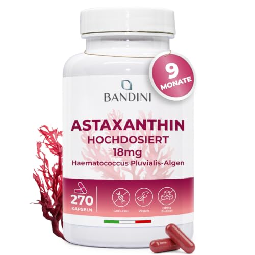 Bandini® Pure Astaxanthin 18 mg pro Kapsel, 270 Kapseln, 9 Monate Vorrat