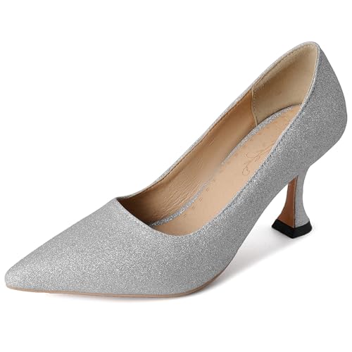 Bviennic Zapatos de Salón de Mujer 740 Plateado Talla 40 EU/41Cn Bviennic Zapatos de Salón de Mujer 740 Plateado Talla 40 EU/41Cn