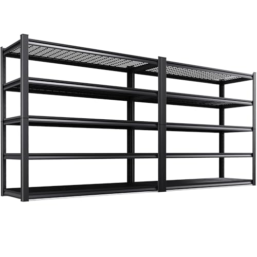 Image of 2-Pack Heavy Duty Garage Shelving for Large Storage & Whole Garage Organization, 72 inchH x 59 inchW x 20 inchD Adjustable 5-Tier All Metal Wire Shelf for Tools, Storage Bins,Bulk Items,Warehouse&Workshop