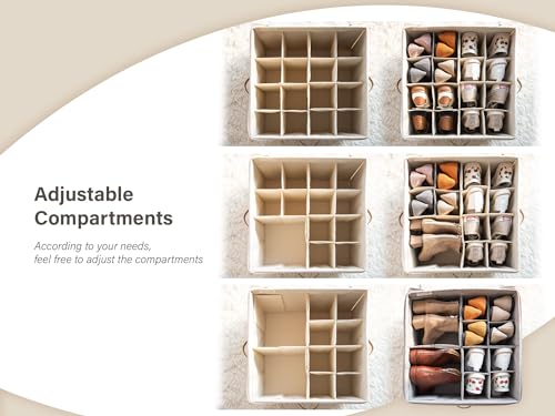 StorageWorks Shoe Organizer for Closet, Fits up to 24 Pairs, Shoe Cubby Storage Containers with Adjustable Dividers and Clear Cover, Black by StorageWorks - Image 4