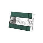 KINSPORY Hardcover Cloth Sketchbook, Sketch Pad, 100 Pages (50 Sheets) 150gsm Professional Perforated Sketch Paper, Travel Drawing Pad for Artists, Adult, Teens (Green, A6)