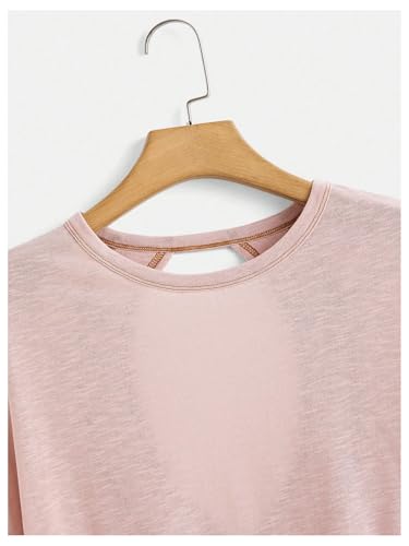 Image of SOLY HUX Women Open Back Tops Workout Backless Tee Casual Athletic Shirts Short Sleeve Oversized Gym T Shirt