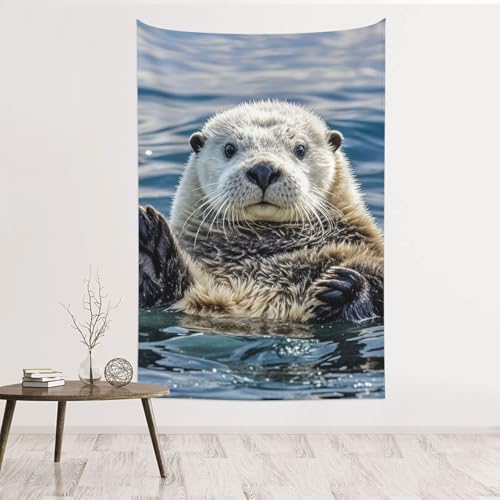 Tapisserie murale loutre de mer tissu suspendu déco chambre adulte
