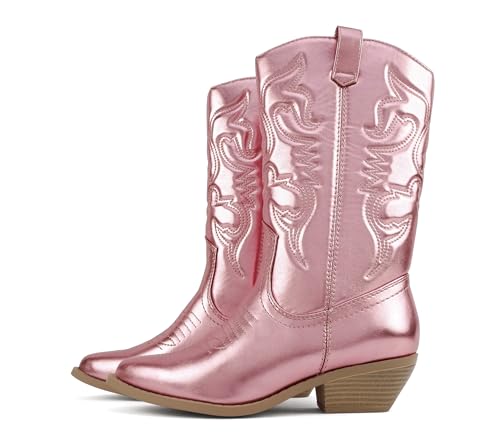 Image of Soda inchTELLER inch ~ Women's Western Cowboy Boots with Stitched Detailing, Pointed Toe, and Low Block Heel