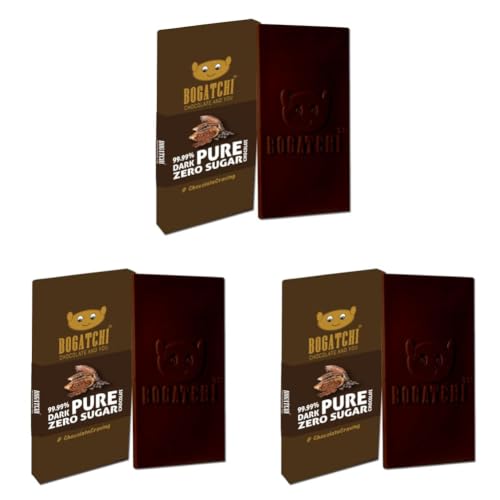 Image of BOGATCHI Premium 99% Dark Chocolate | Pure | Real Cocoa Intense Dark Chocolate, 80 gm (Pack of 3)