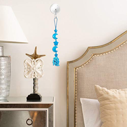 mookaitedecor Blue Howlite Turquoise Crystal Moon and Star Hanging Decoration for Car Window Crystal Wall Art Hanging Blue Bedroom Decor Decorative Star Moon Ornament Gift for Women Friend - Image 4