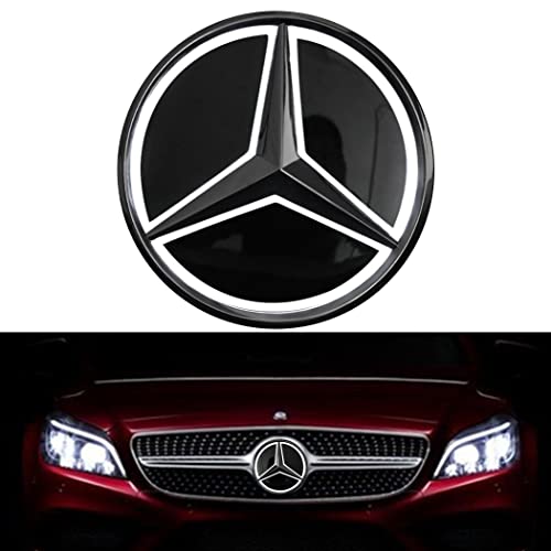 Car Front Grille Star Emblem LED Logo, Bright Mercedes Benz Illuminated Badge for 2005-2021 A/B/C/E/ML/GL/CLS/CLA/GLK/GLS/R-Class (W204)