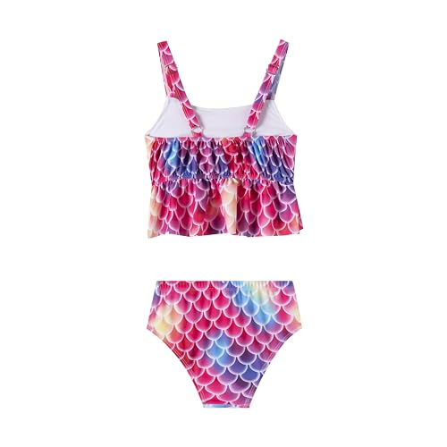 LIZENS Girls Two Piece Mermaid Bikini Set Ruffle Flounce Adjustable Beach Bathing Swimsuit 2-12 Years for Kids2