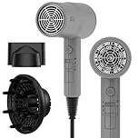 AINA Hair Dryer with Diffuser, Blow Dryer for Women | Advanced Ionic Technology, Ceramic Coating | Cold Shot Features Turbo Heat for Fast Drying and Shine 230v~ (Ash Grey)