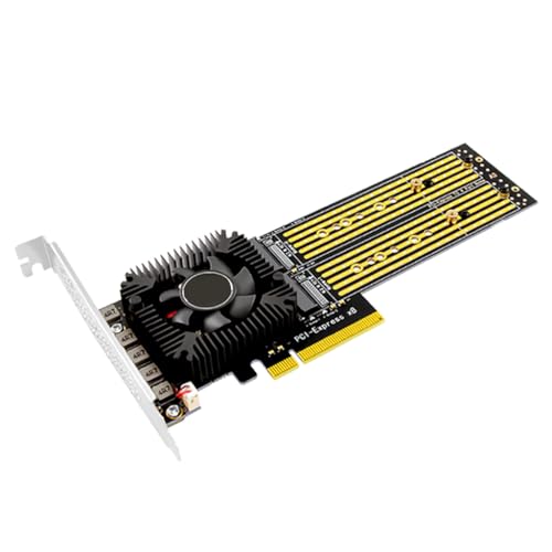 JMT 4-Port Array NVMe Expansion Card M.2 Solid State Drive to PCI-E 3.0 X4/X8 Adapter 4Bay Split Free Support for NVMe?Hard Disk?2230/2242 / 2260/2280 / 22110 (32GT)