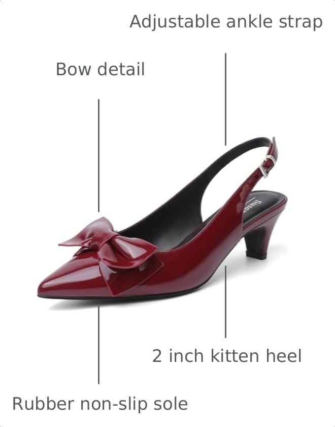 Image of Susanny Kitten Heels for Women Closed Pointed Toe Slingback Shoes
