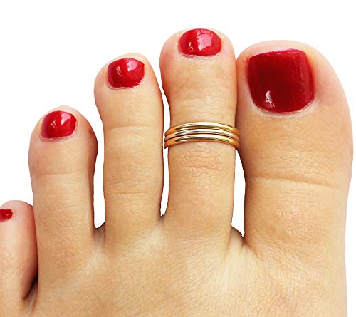 Toe Ring | Triple Stack 14K Gold Fill And Sterling Silver Toe Ring | Unisex - One Size Fits All | Made In The Usa #TOP1