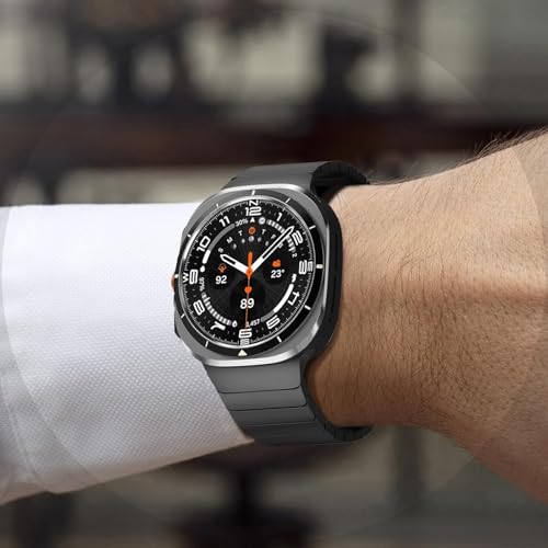 Image of MOROFY No Gap Stainless Steel Adjustable Link Strap Compatible with Samsung Galaxy Watch Ultra 47mm Band with Butterfly Folding Clasp Band for Galaxy Watch Ultra 47mm Strap - Black