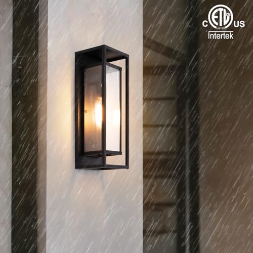 Image of mirrea 18 inch Modern Outdoor Porch Wall Light, Matte Black, 2 Pack
