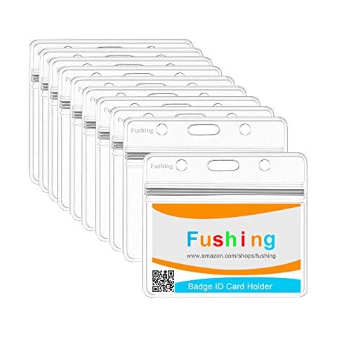 Fushing Pack of 50 Clear Plastic Horizontal Badge Holders, Name Tag Holders, Card Holders(Large) Cover