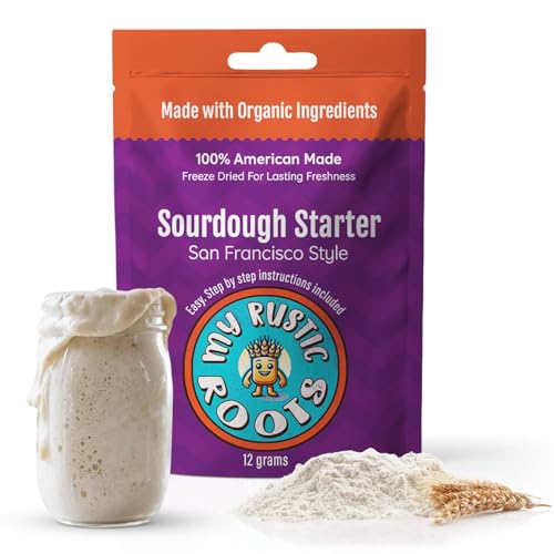 MY RUSTIC ROOTS San Francisco Sourdough Starter Culture â€“ All Natural & Organic Sourdough Bread Starter - Beginner Friendly - Perfect for Baking Delicious Homemade Artisan Bread, Pizza & More - 12g