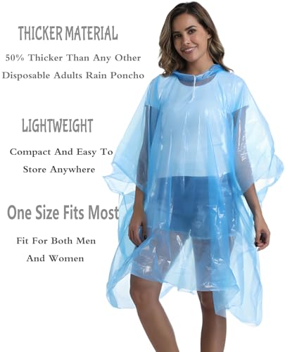 Image of 4 /6 /12 Pack Disposable Rain Ponchos for Adults - Emergency Rain Poncho for Camping Hiking Travelling