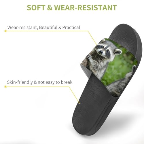 Cute Raccoon House Slippers for Women Men Lightweight Open-toe Slide Shoes for Bathroom Swimming Beach3