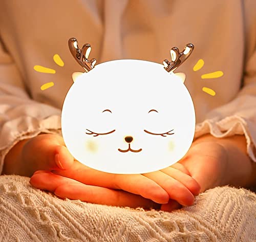 Image of Desidiya Night Lamp for Bedroom, Night Light, Birthday Gift for Girls and Boys for Kids, Deer Silicone Lamp, 7 Colors, Rechargeable