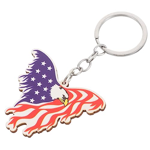 NOLITOY Key Ring アメリカ ハゲ ワシ キーホルダー 木 愛国的 キーホルダー アメリカ 国旗 鍵 ペンダント 7月4日 車 キー ホルダー ギフト 独立 記念 労働 日 休日