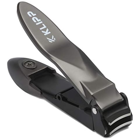 Nail Clippers for Men with Catcher - KLIPP Heavy Duty Razor-Sharp Self-Collecting Nail Cutter, Ergonomic Lever for Fingernails & Toenails, Ideal Gift for Men & Grooming Gifts Includes Ziplock Pouch Cover