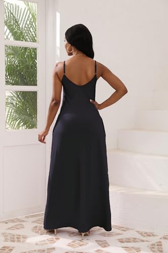 Image of vunahzma Womens Casual Fashion Sleeveless Plus Size Loose Long Sexy Maxi Dress with Pockets