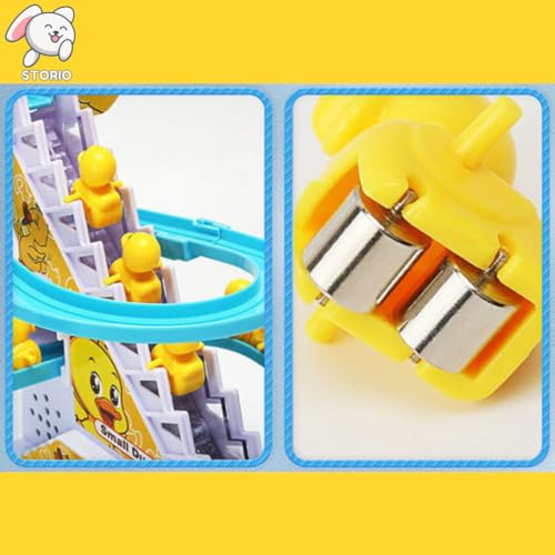 Image of Storio Duck Slide Track Set Toys for Kids - Ducklings Stair Climbing Toys for Kids, Escalator Toy with Lights and Music with 3 Ducks