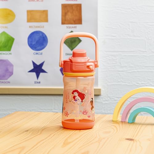 Zak Designs Disney Princess Beacon Kid Water Bottle for Travel, 12oz Plastic is Durable and Leak-Proof with Liquid Lock Spout, Carry Handle, Protective Base (Ariel, Cinderella, Moana, Rapunzel, Tiana) by Zak Designs - Image 2