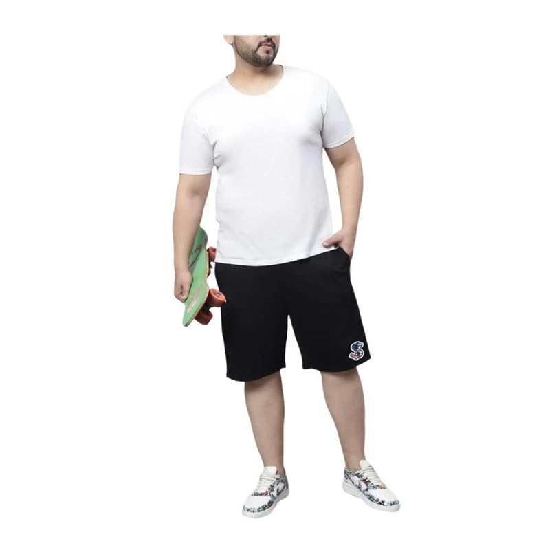 Buy SUCKER Plus Size Men's Knee Length Black Cotton Short with