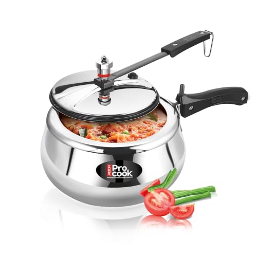 Image of Milton Pro Cook Induction Cookware & Gas Stove Friendly Triply Stainless Steel Royal Curve Inner Lid Pressure Cooker 2 Litre | Even Heat Distribution | Healthy Cooking | ISI Certified | 5Y Warranty