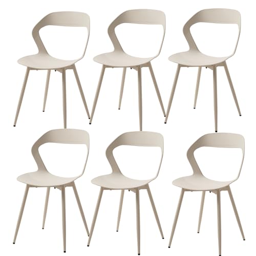 Uderkiny Juego de 6 sillas de comedor, sillas de cocina, respaldo hueco, patas de hierro caqui fuertes y duraderas, adecuadas para cocina/comedor/jardín/dormitorio/(caqui, 6)