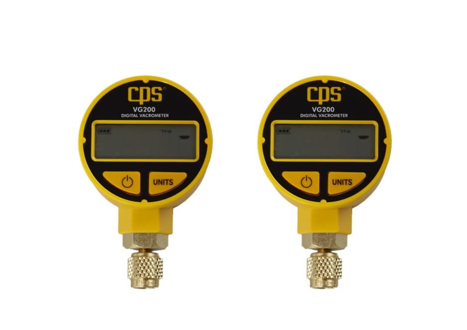 Unknown CPS VG200 Vacuum Gauge W/Digital LCD Display (Pack of 2), Yellow