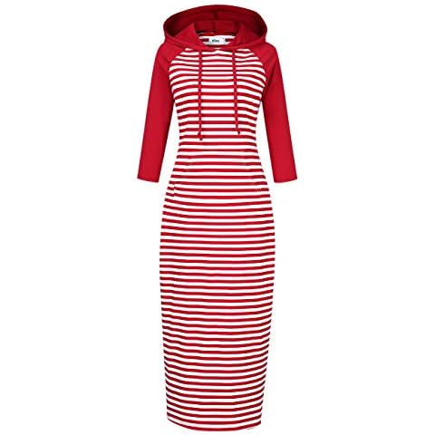 MISSKY Women's Casual Pocket Maxi Hoodie Dress Cover