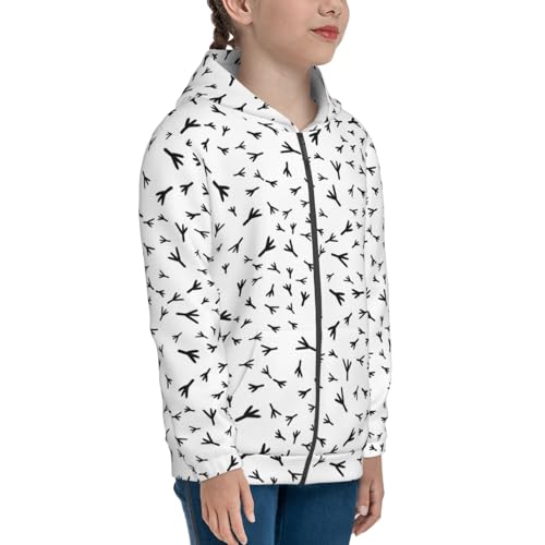 Bird Footprints Kids Pullover Hoodies Boys Zip Up Sweatshirts Girls Athletic Clothes with Pocket4