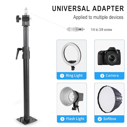 Photography Studio Ceiling Camera Mount 360° Rotation Wall Ceiling Light Mount Boom Arm Up to 28.3inch for Photo Video Monolights, Umbrellas, Reflectors, Overhead with 3/8" &1/4" Thread Adapter by Konseen - Used condition - Image 6