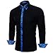 Barry.Wang Black Dress Shirt for Men Business Long Sleeve Button Down Shirt Formal Casual Contrast Collared Shirt Wedding