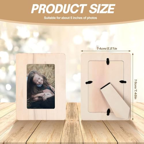 Holzbilderrahmen Zum Bemalen,15 Stück, 19x14 CM Bilderrahmen zum Selbstgestalten mit Glitzersteine, Glitter Schaum Sticker, Bunter Pinsel für DIY Holzfarbe Geschenke, Kinderbilderrahmen zum Bemalen