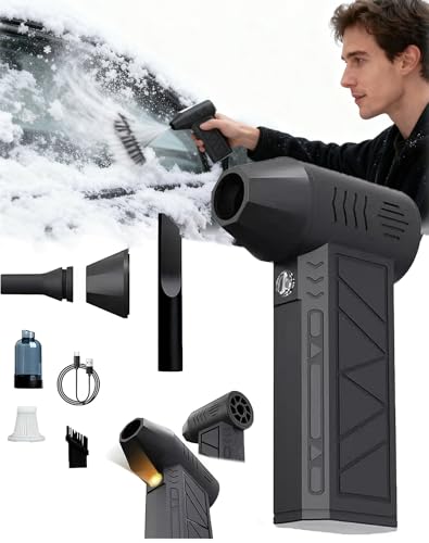 Mini Turbo Snow Blower, 130000 RPM Compressed Air Duster, Hand Held Snow Blower Cordless, 3-Gear Adjustable, Powerful Snow Removal for Driveway, Sidewalk & Car, Lightweight Portable with LED Light