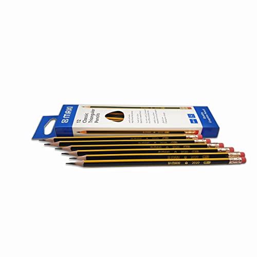 Maxi Classic Triangular Black Lead Pencil wit Rubber tip 12pcs Box Top quality lead pencils. Ergonomic grip triangular shape. Guaranteed easy sharpening.