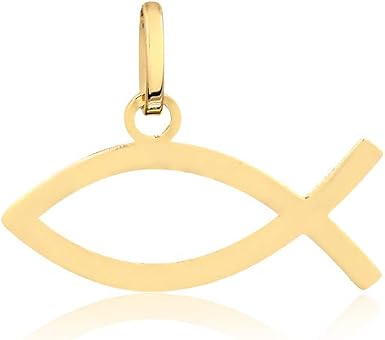 18k Yellow Gold Christian Fish Pendant 