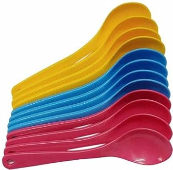 Puthak Unequetrend Food Grade Plastic Multicolour Spoon Set of 12 Piece for Baby Feeding Plastic Tea Spoon
