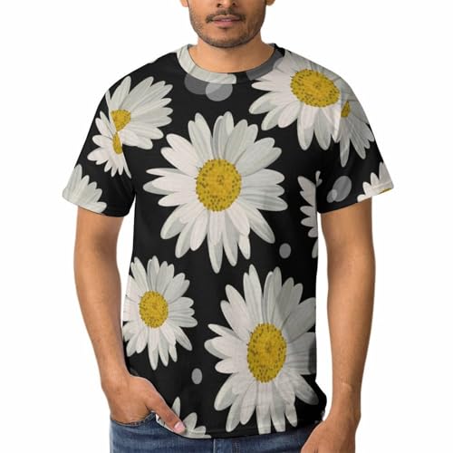 Tee Shirt Manches Courtes Homme Marguerite Blanche Idéal pour le Week-end
