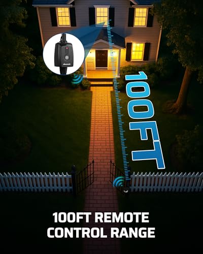 DEWENWILS Motion Sensor Outlet, Indoor Outdoor Motion Sensor Plug Outlet, Adjustable Sensing Angle,50FT Detection Range, 100FT Wireless Light Switch Transmitter, No Wiring, Long Time Delay - Thumbnail 7